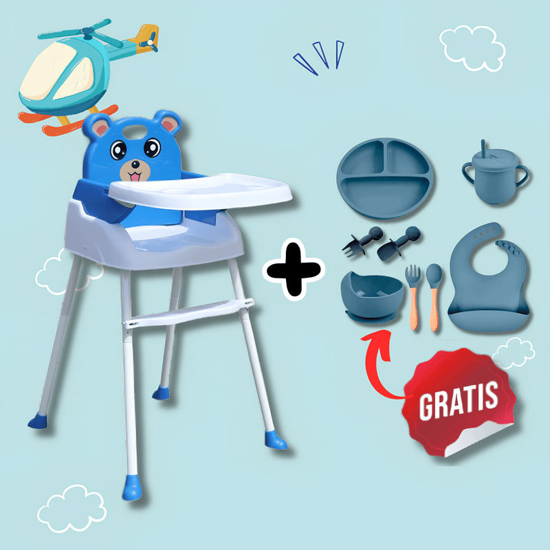 Silla de Comer 4 en 1 Mini Bear™ con Diseño Ergonómico + Kit de Alimentación GRATIS