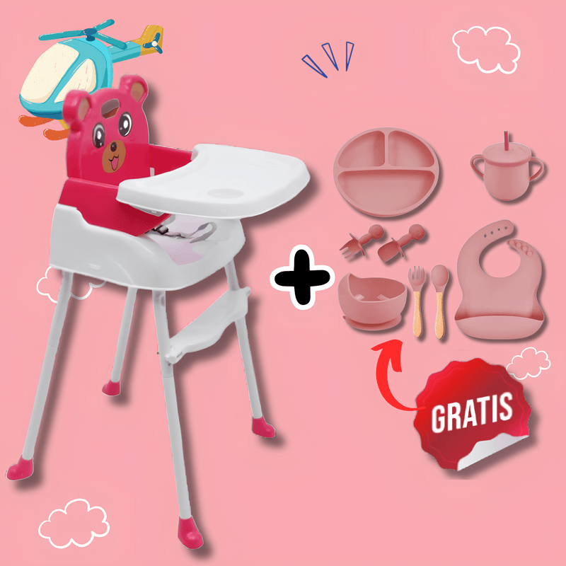 Silla de Comer 4 en 1 Mini Bear™ con Diseño Ergonómico + Kit de Alimentación GRATIS