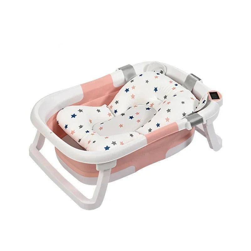 BabyCare Essentials Deluxe® Bañera para Bebé Plegable con Termómetro y Cojín Antideslizante + Kit de Higiene GRATIS