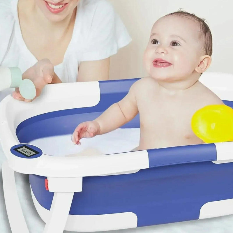 BabyCare Essentials Deluxe® Bañera para Bebé Plegable con Termómetro y Cojín Antideslizante + Kit de Higiene GRATIS